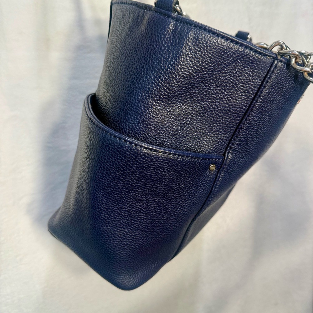 Dana Buchman Navy Leather Shoulder Bag - Picture 9 of 11
